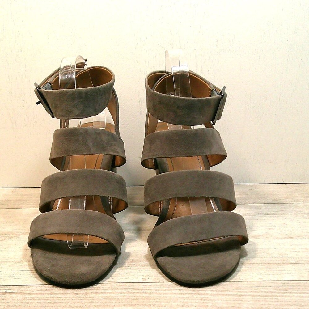 Vionic Blaire Gray Suede Strappy Block Heel Sandals Size 11 - Picture 7 of 12